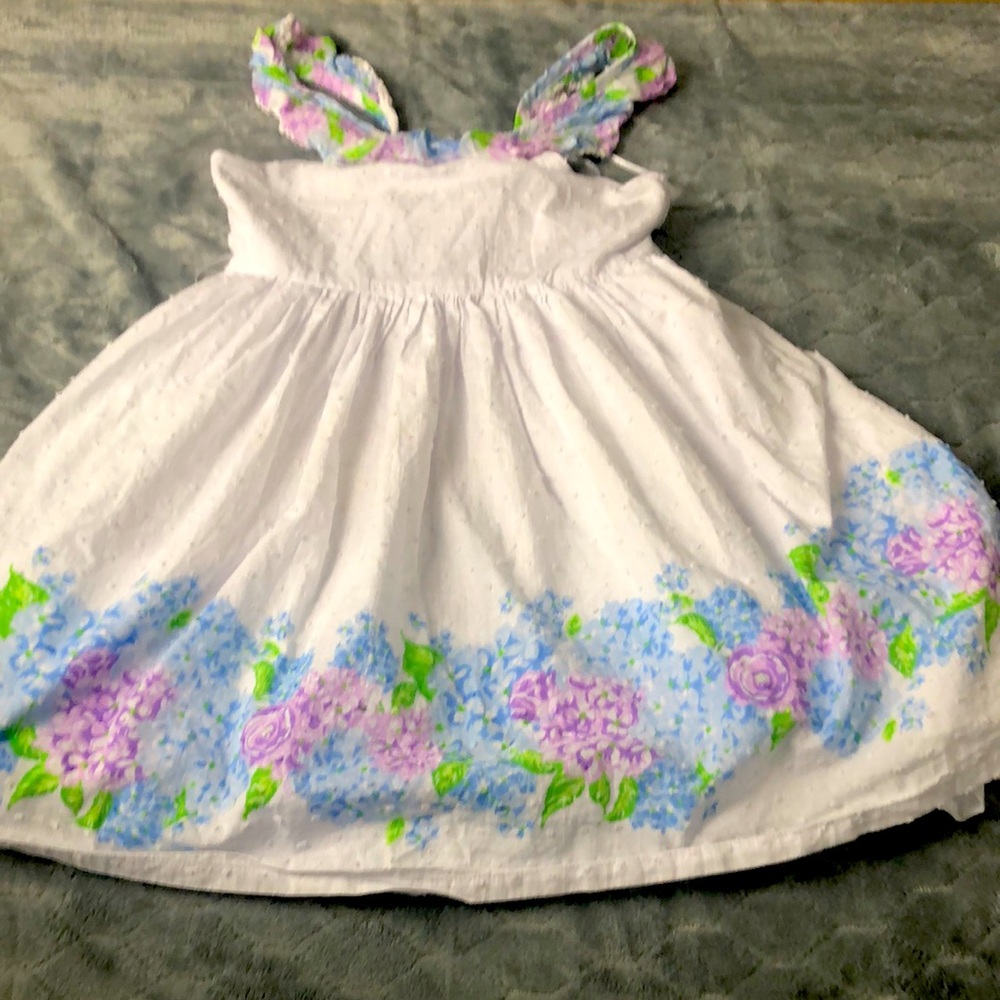 Tommy Bahama White Garment Cotton eyelet floral little girls dress, size 7